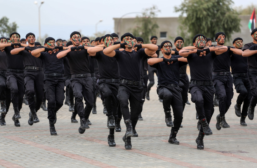  Hamas security forces display their military might during a police academy graduation ceremony, Gaza City (credit: ATIA MOHAMMED/FLASH90)