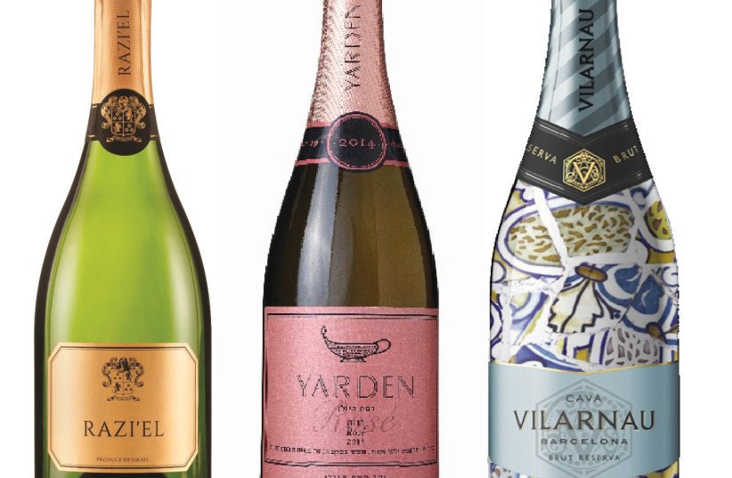  Three quality sparkling wines (from left): Raziel Brut, Yarden Rose and Vilarnau Cava (credit: Wineries mentioned)