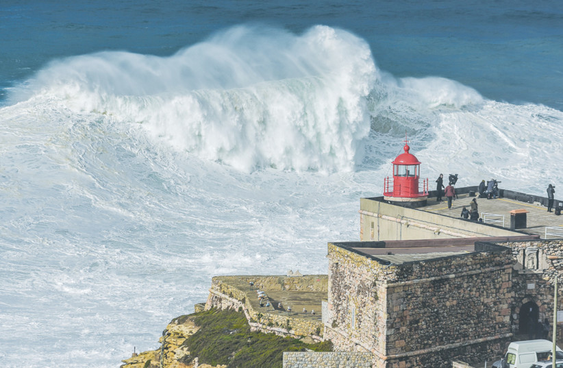  The surf at Nazaré.  (photo credit: WIKIPEDIA)