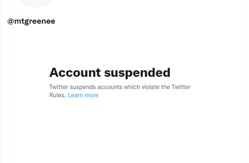  Marjorie Taylor Greene's personal Twitter account suspended on January 2, 2022 (credit: screenshot)