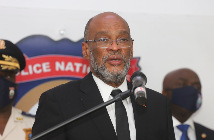 Haitian Prime Minister Ariel Henry speaks at a ceremony for the installation of Frantz Elbe as Chief of the Haitian National Police after the resignation of former Chief Leon Charles, in Port-au-Prince, Haiti October 21, 2021. (credit: REUTERS/RALPH TEDY EROL)