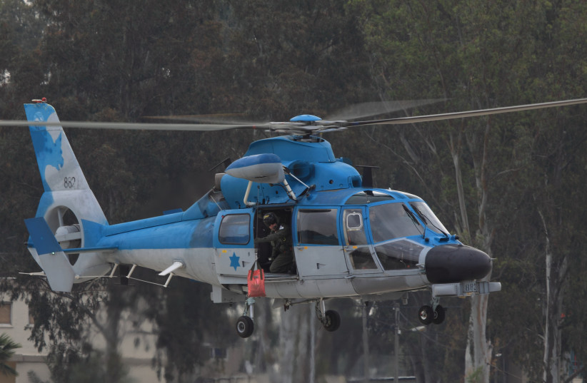 An Atalef helicopter, demonstrating a search-and-rescue operation, during an airshow at Ramat David Airbase in 2009.  (credit: Ofer Zidon /Flash90.)