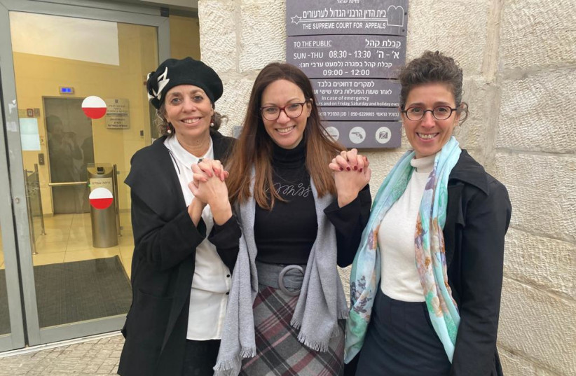 From left to right: Yad La'Isha Rabbinical Court Advocate and Attorney Tehilla Cohen, Orly Vital, and Pnina Omer, Director of Yad La’Isha    (photo credit: Yad La'Isha)