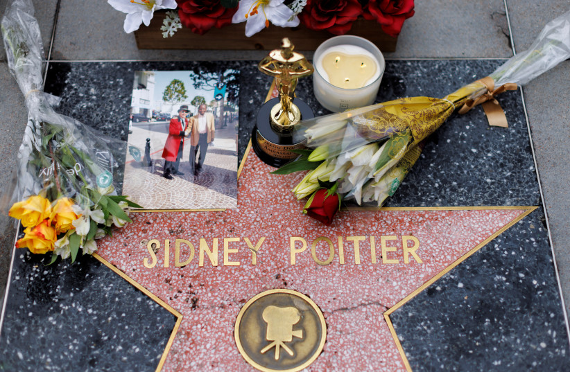  Following the announcement of the actors death, Sidney Poitier's Star is shown on Hollywood Boulevard's ''Walk of Fame'' in Los Angeles, California, US, January 7, 2022.  (credit: REUTERS/MIKE BLAKE)
