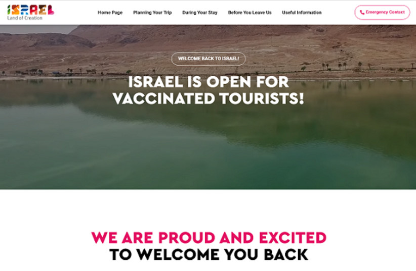 The Tourism Ministry's new landing page for news on tourism in Israel amid COVID-19 (photo credit: screenshot)