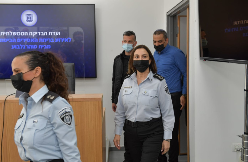  Israel Prison Services (IPS) head Kati Perry is seen testifying to the committee investigating the escape of six Palestinian security prisoners from Gilboa Prison, on January 12, 2022. (credit: Bruno Sharvit/GPO)