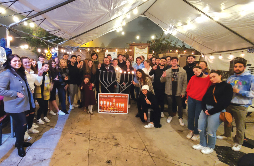 Chabad at USC holds a Hanukkah get-together. ‘I see a greater willingness for even the most distant students to engage in their Jewish identity.’ (photo credit: CHABAD AT USC)