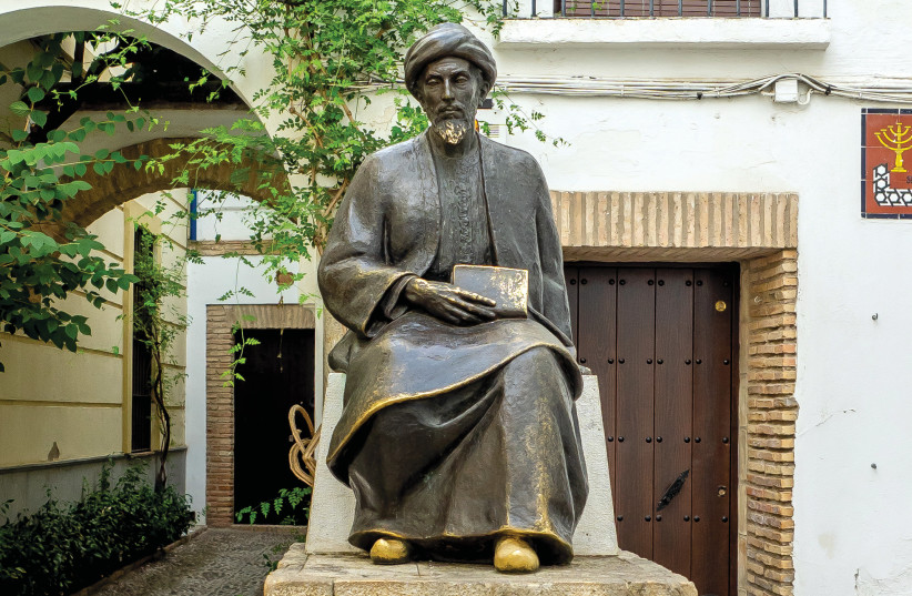 Monument of Maimonides in Córdoba, Spain. (credit: AJAY SURESH/WIKIPEDIA)