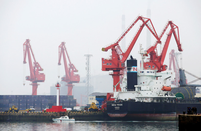  A crude oil tanker is seen at Qingdao Port, Shandong province, China, April 21, 2019. (credit: JASON LEE / REUTERS)