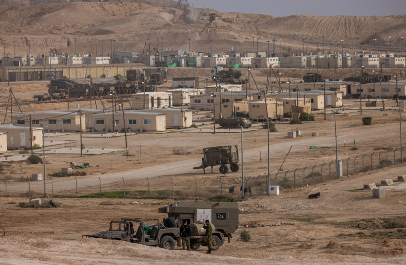  View of Nabi Musa base outside the area where two officers Maj. Ofek Aharon and Maj. Itamar Elharar from the Egoz commando unit were killed in a friendly fire accident outside a base in the Jordan Valley on January 13, 2022.  (photo credit: YONATAN SINDEL/FLASH90)