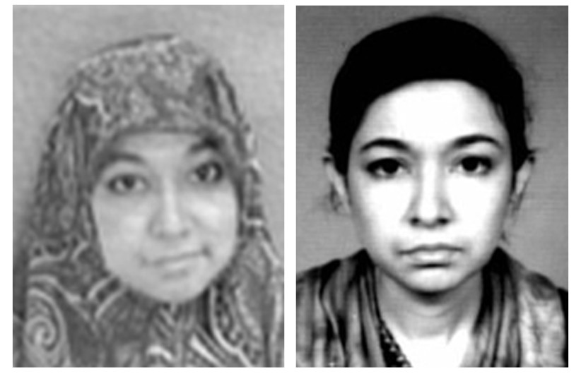 Aafia Siddiqui is shown in this FBI combo photo released in Washington on May 26, 2004. (credit: REUTERS/FBI/HANDOUT)