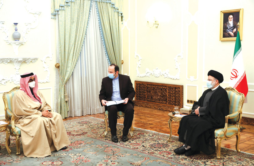  IRAN'S PRESIDENT Ebrahaim Raisi meets with the UAE's National Security Adviser Sheikh Tahnoun bin Zayed Al Nahyan in Tehran last month. (credit: WEST ASIA NEWS AGENCY/REUTERS)