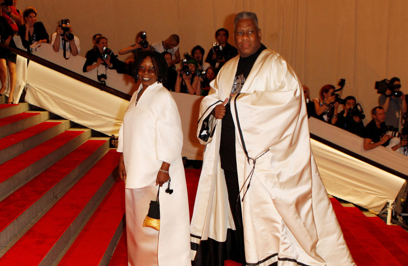  Actress Whoopi Goldberg arrives with Andre Leon Talley, a judge on television show ''America's Next Top Model'', at the Metropolitan Museum of Art Costume Institute Benefit celebrating the opening of ''American Woman: Fashioning a National Identity'' in New York May 3, 2010. (credit: LUCAS JACKSON/REUTERS)