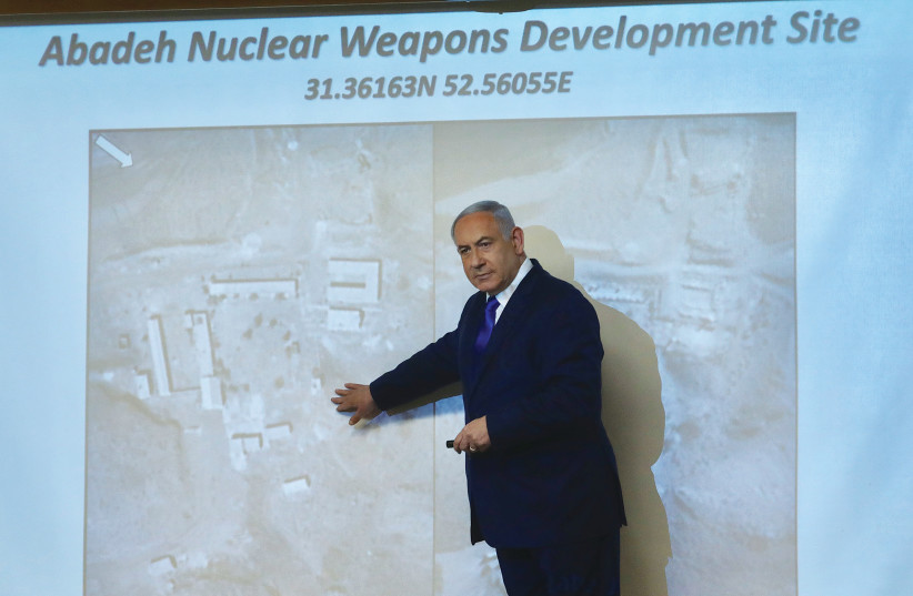  THEN-PRIME MINISTER Benjamin Netanyahu reveals a secret Iranian nuclear site during an address in Jerusalem in 2019. The world is now in desperate need of the guidance of an elder statesman. (photo credit: MARC ISRAEL SELLEM/THE JERUSALEM POST)
