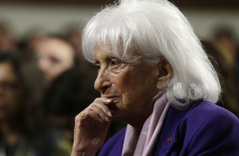  Marion Wiesel listens to her husband, Nobel Peace Laureate Elie Wiesel (not pictured), at a roundtable discussion on ''The Meaning of Never Again: Guarding Against a Nuclear Iran'' on Capitol Hill in Washington March 2, 2015.  (credit: GARY CAMERON/REUTERS)