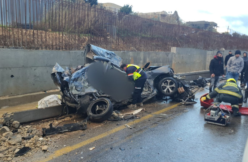  Road collision between truck and car leaves two dead. (photo credit: MDA)