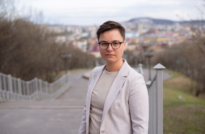  Russian opposition activist Violetta Grudina poses for a photo in Murmansk, Russia, May 26, 2021 (photo credit: Courtesy of Violetta Grudina/Handout via REUTERS)