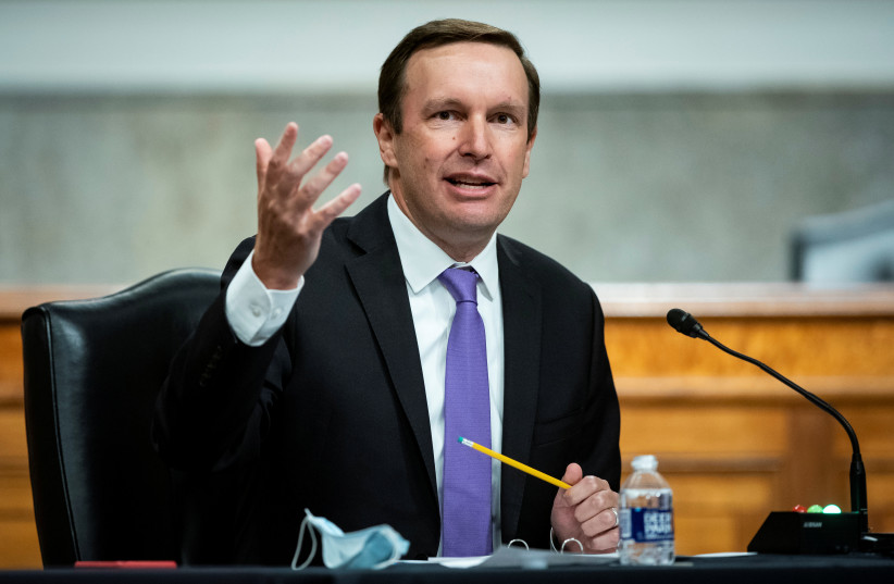 Senator Chris Murphy, a Democrat from Connecticut, speaks during a Senate Health, Education, Labor and Pensions Committee hearing on efforts to get back to work and school during the coronavirus disease (COVID-19) outbreak, in Washington, D.C., US June 30, 2020.  (credit: AL DRAGO/REUTERS)
