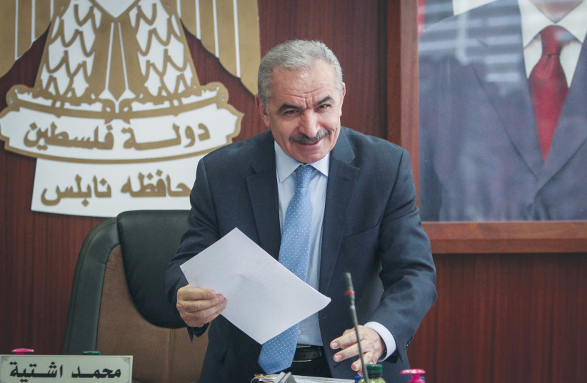  PA PRIME Minister Mohammad Shtayyeh attends a cabinet meeting. (credit: NASSER ISHTAYEH/FLASH90)