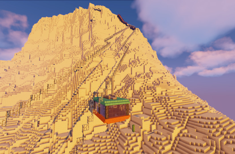  Masada is seen depicted in a 1:1 recreation in the popular video game 'Minecraft.' (credit: Lost Tribe Minecraft Team)