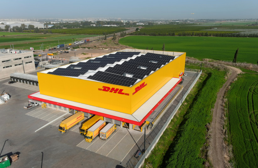 A general view shows the DHL robotic package processing site, which the company claims is the largest and most advanced of its kind in the Middle East, in Lod, Israel, January 11, 2022. (photo credit: REUTERS/ILAN ROSENBERG)