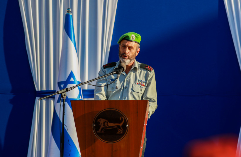  Maj.-Gen. Yehuda Fuchs speaks during his swearing in ceremony held at the IDF Central Command headquarters in Jerusalem on August 11, 2021 (photo credit: FLASH90)