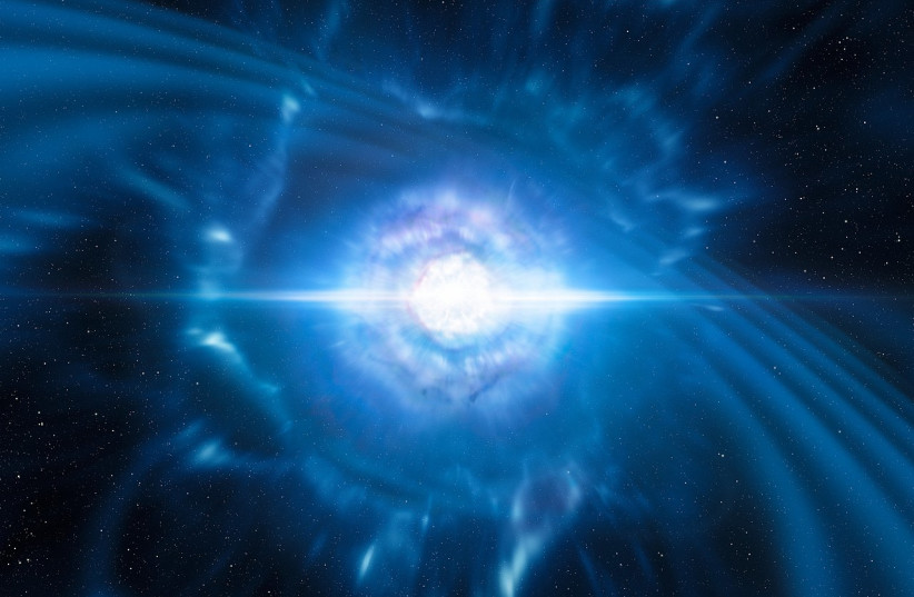  Artistic depiction of two neutron stars merging. (photo credit: Wikimedia Commons)