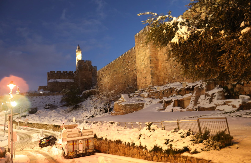  THE TOWER of David casts a practiced eye over the wintry landscape. (credit: YOSSI ZAMIR)