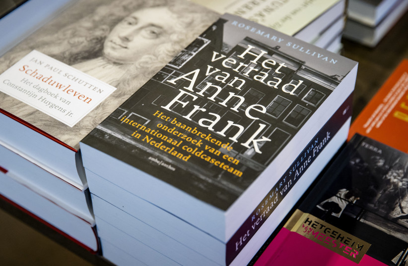  Copies of the Dutch edition of Canadian author Rosemary Sullivan's ''The Betrayal of Anne Frank'' are on display in a bookshop in The Hague, Netherlands, February 2, 2022. (credit: SEM VAN DER WAL/ANP/AFP/NETHERLANDS OUT VIA GETTY IMAGES)