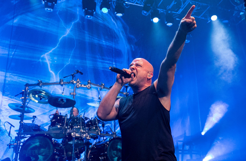  David Draiman of Disturbed performs at SiriusXM Presents Disturbed Live From The Vic Theatre In Chicago on October 10, 2018 in Chicago, Illinois.  (photo credit: Jeff Schear/Getty Images for SiriusXM)