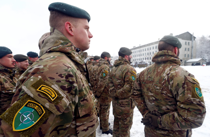  Soldiers are seen during German Minister of Defence Ursula von der Leyen's visit to German troops deployed as part of NATO enhanced Forward Presence (eFP) battle group in Rukla military base, Lithuania February 4, 2019.  (credit: REUTERS/INTS KALNINS)