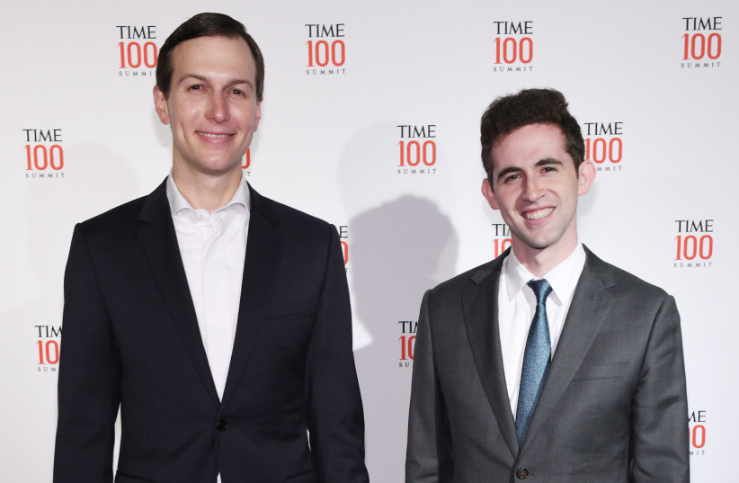  Jared Kushner, left, and Avi Berkowitz at the Time 100 Summit in New York City, April 23, 2019. (photo credit: Craig Barritt/Getty Images for TIME/JTA)