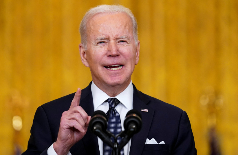  US President Biden speaks about situation in Russia and Ukraine, in Washington (photo credit: REUTERS/KEVIN LAMARQUE)