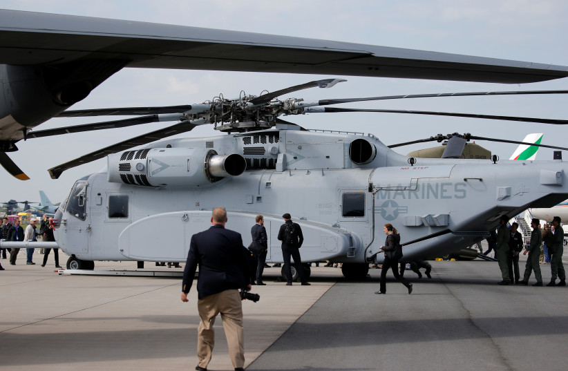  A Sikorsky CH-53K King Stallion helicopter is seen at the ILA Air Show in Berlin, Germany, April 25, 2018. (credit: REUTERS/AXEL SCHMIDT)