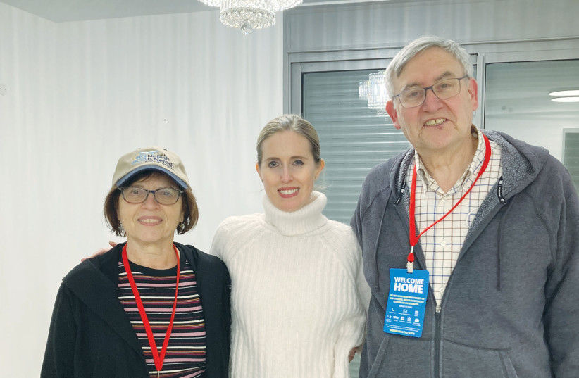  ERICA SCHACHNE with her parents, Esther and Gary, on the night of their aliyah. (photo credit: ERICA SCHACHNE)