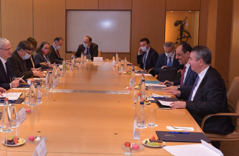  MFA and President's Office meeting with Turkish delegation, February 17, 2022. (credit: FOREIGN MINISTRY)