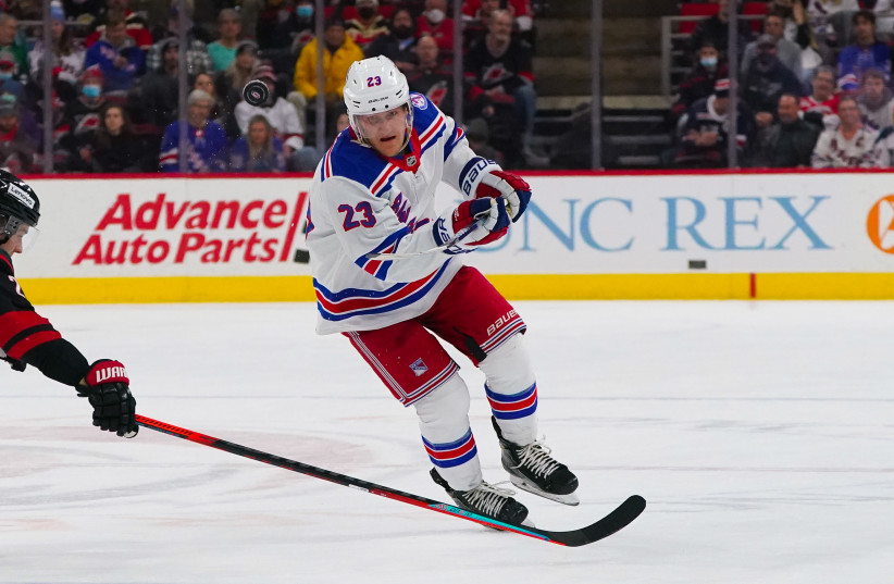  New York Rangers defenseman Adam Fox (23) against the Carolina Hurricanes during the second period at PNC Arena (credit: JAMES GUILLORY/USA TODAY SPORTS)