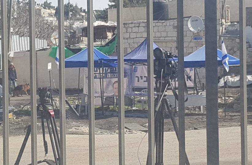  Religious Zionist Religious MK Itamar Ben-Gvir's office set up in Sheikh Jarrah, February 18, 2022.  (credit: KHALED ABU-TOAMEH)