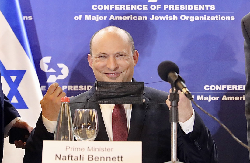  Prime Minister Naftali Bennett at the Conference of Presidents of Major American Jewish Organizations mission to Israel, February 20, 2022.  (credit: MARC ISRAEL SELLEM/THE JERUSALEM POST)
