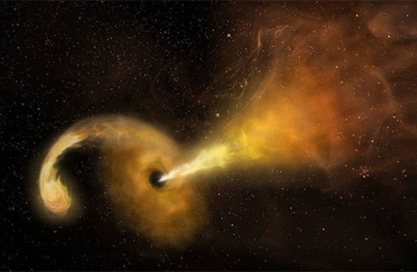  The new telescope will open a window into the study of a wide range of astronomical phenomena and cosmic events. Model of a star torn apart as it is  swallowed by a black hole. (photo credit: Sophia Dagnello/NRAO/AUI/NSF)
