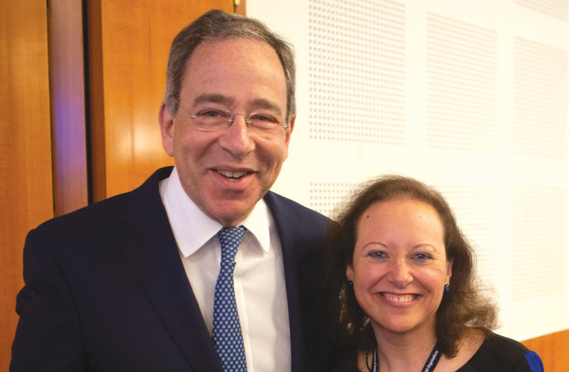 US AMBASSADOR Tom Nides with Naomi Adler, the new CEO of Hadassah, the Women’s Zionist Organization of America.  (credit: LIOR MIZRACHI)