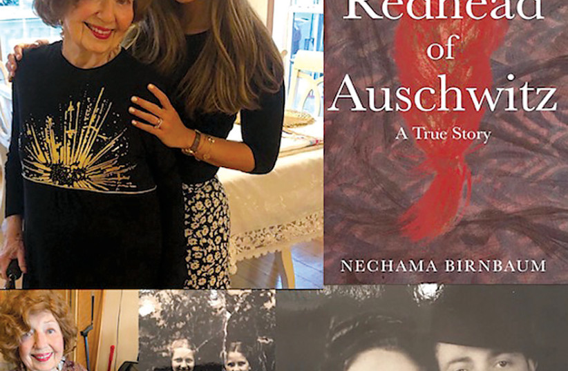 The author Nechama Birnbaum with her grandmother upon the publication of her book. Rosie holding a copy of the book her granddaughter wrote. Rosie and Leah as children. Both survived the concentration camps. Rosie and her husband, Yitzchak, after the war. The Redhead of Auschwitz. (photo credit: NECHAMA BIRNBAUM)