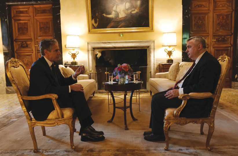  INTERVIEWING US secretary of state Anthony Blinken during his June 2021 visit to Italy (in Rome’s Villa Taverna). (credit: ‘La Repubblica’)