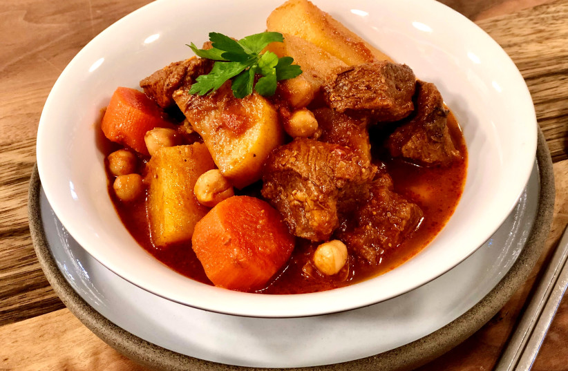 Beet stew with potatoes and cinnamon (credit: PASCALE PEREZ-RUBIN)