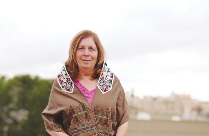  ANAT HOFFMAN, chair of Women of the Wall, wears a tallit created by the writer.  (photo credit:  ANAT HOFFMAN)