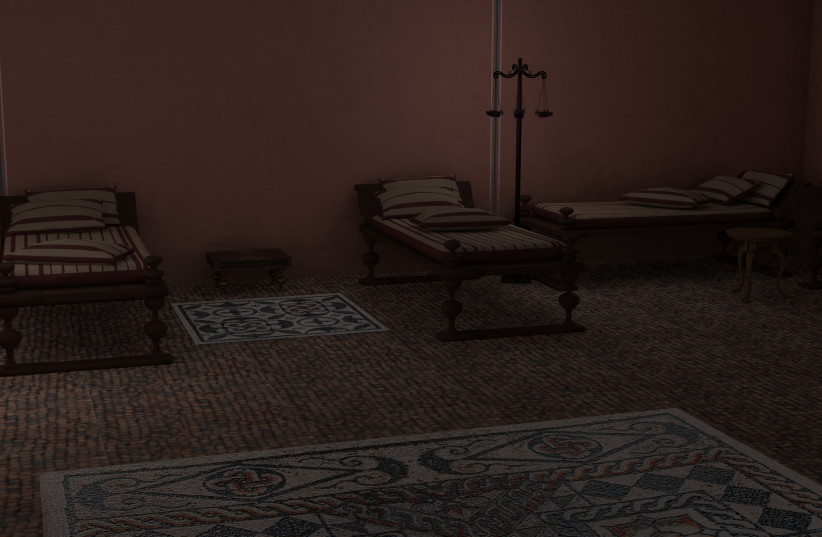 3D reconstruction of the room with the discovered mosaic (artist's impression) (credit: MOLA)