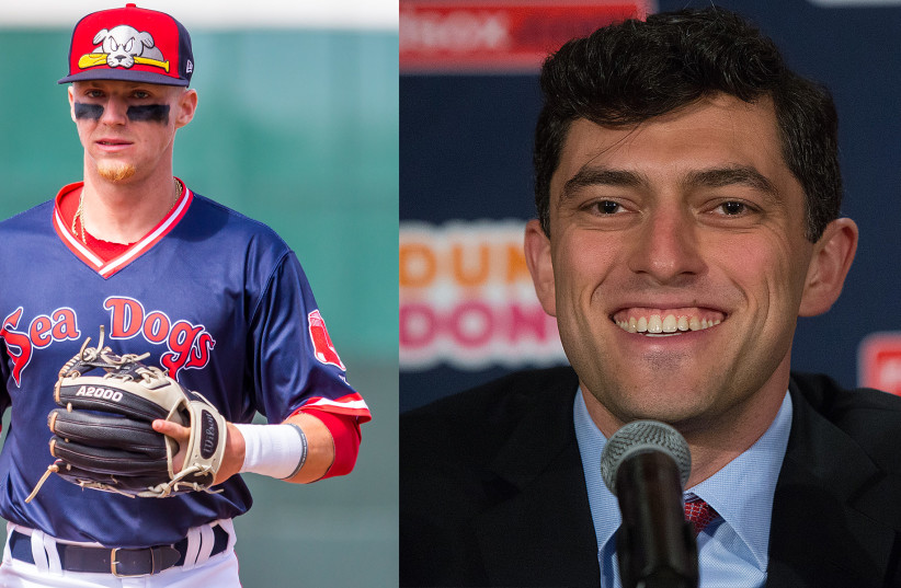  Brett Netzer, left, has been released by the Boston Red Sox after an offensive social media tirade attacking team executive Chaim Bloom. (photo credit: GETTY IMAGES)
