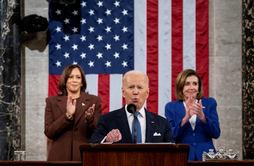  US President Joe Biden delivers the State of the Union address to a joint session of Congress at the U.S. Capitol in Washington, DC, US, March 1, 2022 (credit: VIA REUTERS)