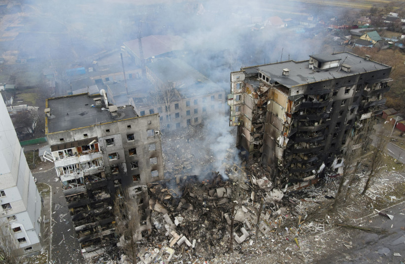  An aerial view shows a residential building destroyed by shelling, as Russia's invasion of Ukraine continues, in the settlement of Borodyanka in the Kyiv region, Ukraine (credit: REUTERS/MAKSIM LEVIN)