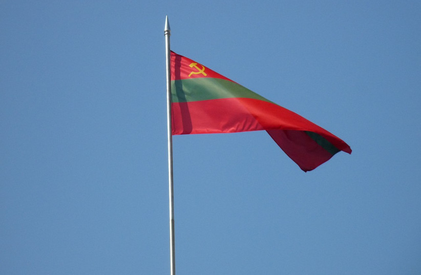  The flag of Transnistria (illustrative). (photo credit: Wikimedia Commons)